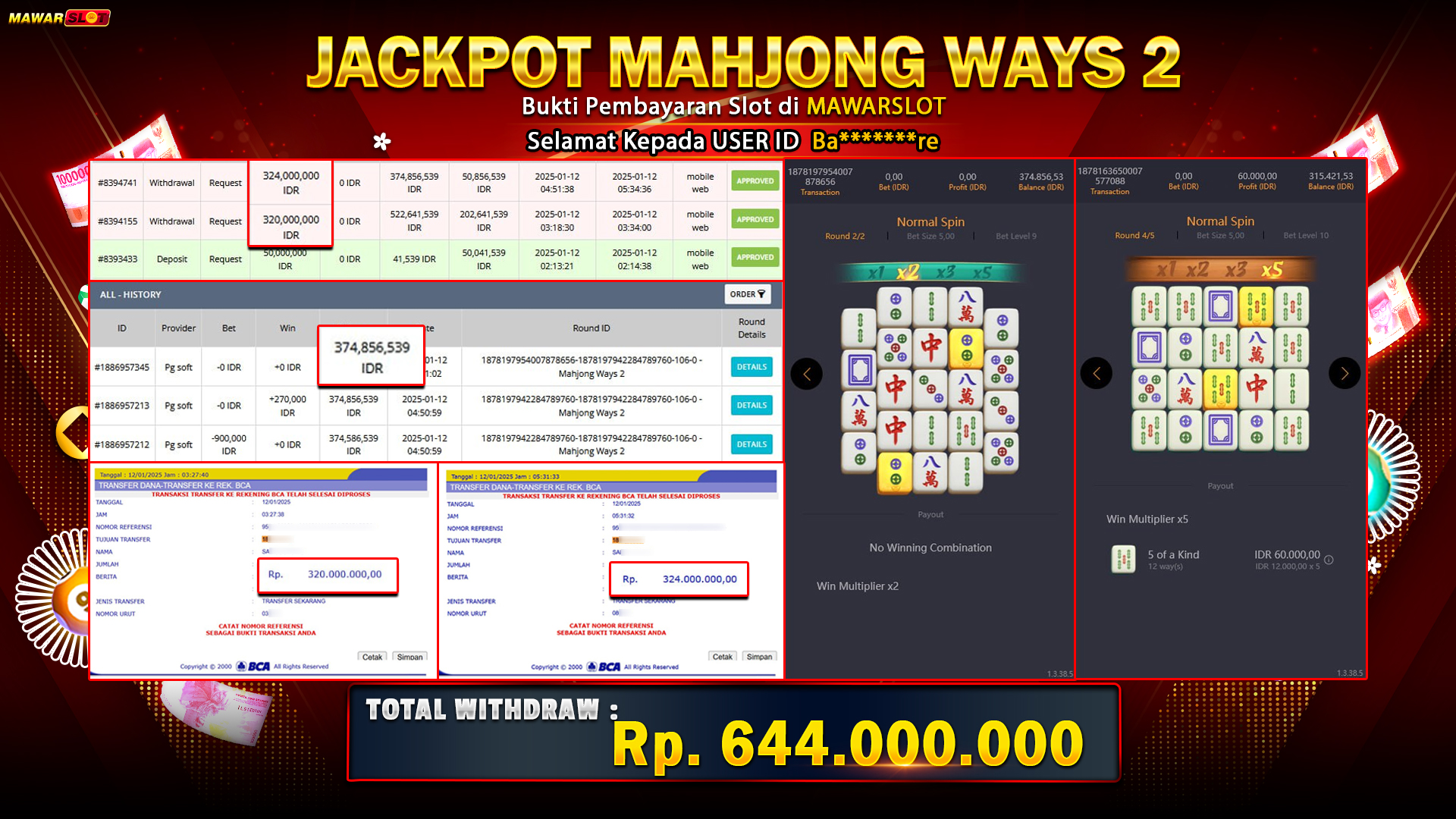 Setelah Withdraw 560Juta, B*********e Mawarslot Withdraw Lagi 644Juta