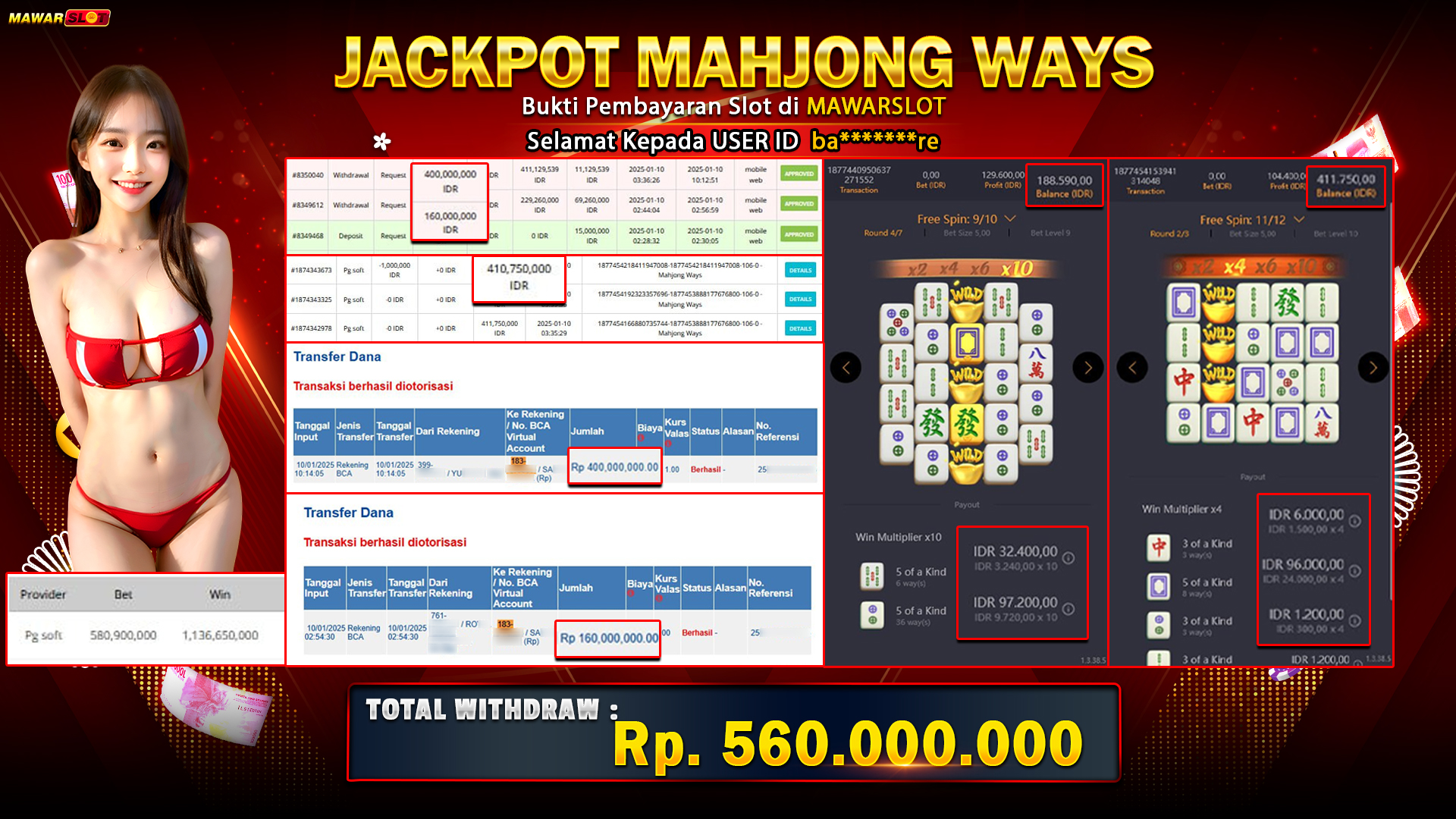 Modal Rp15 Juta Menang Rp560 Juta di Mawarslot: Mahjong Ways PGSoft