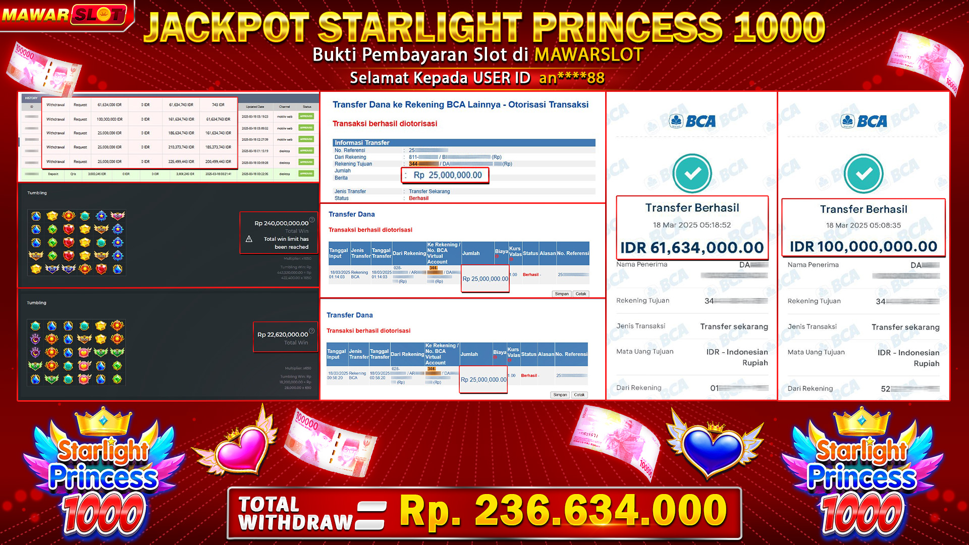 Modal 3JUTA MAXXWIN 250JUTA Di STARLIGHT PRINCESS 1000 