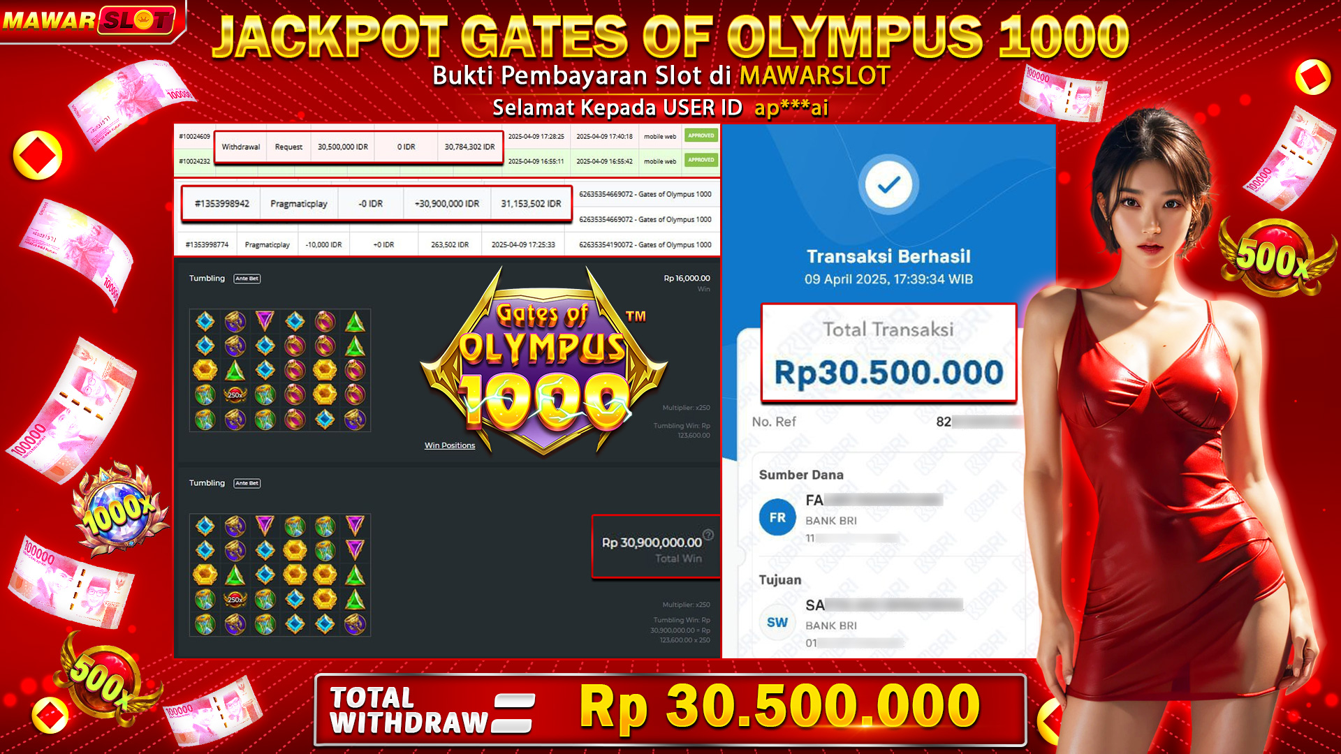 Raih Petir Jackpot Rp 30.500.000 di Gates of Olympus 1000 - Eksklusif di MawarSlot!