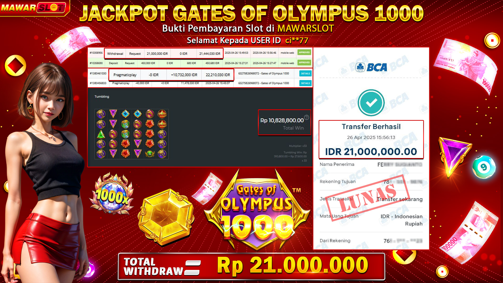 Strategi Sukses Menaklukkan Gates of Olympus 1000: Member Mawarslot Raih Jackpot Rp21.000.000 Juta