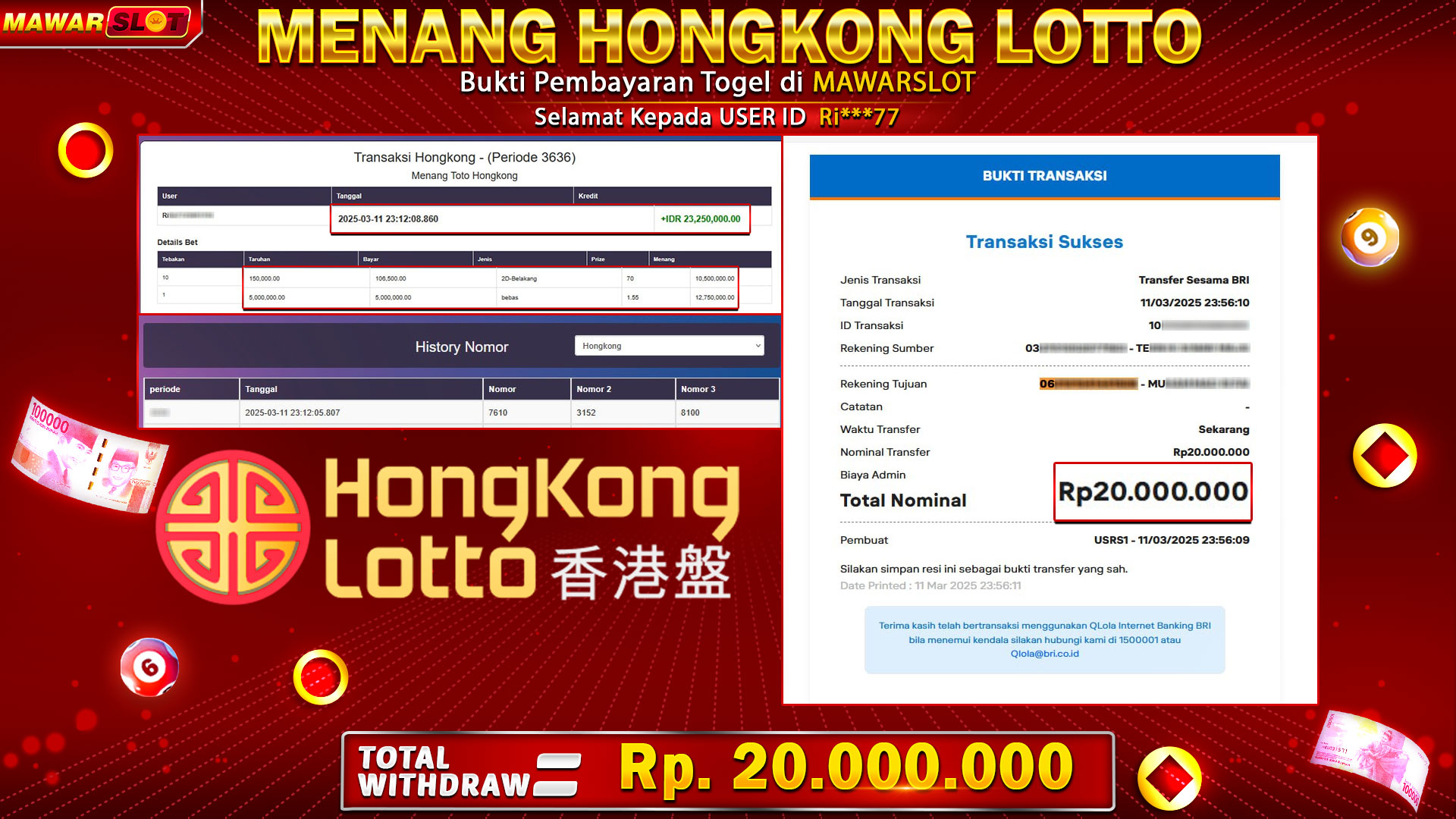 Kemenangan Besar: Member MAWARSLOT Raih Jackpot 23 Juta di Lotto Hongkong