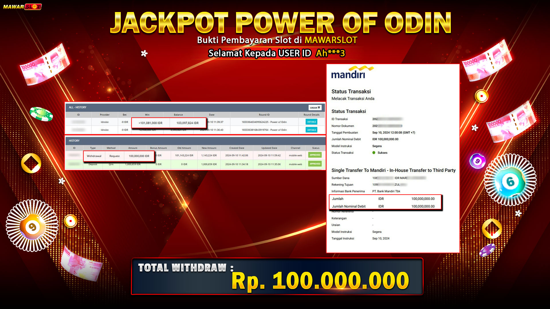 Maxwin 100 Juta IDNSLOT Power of Odin di Mawarslot!