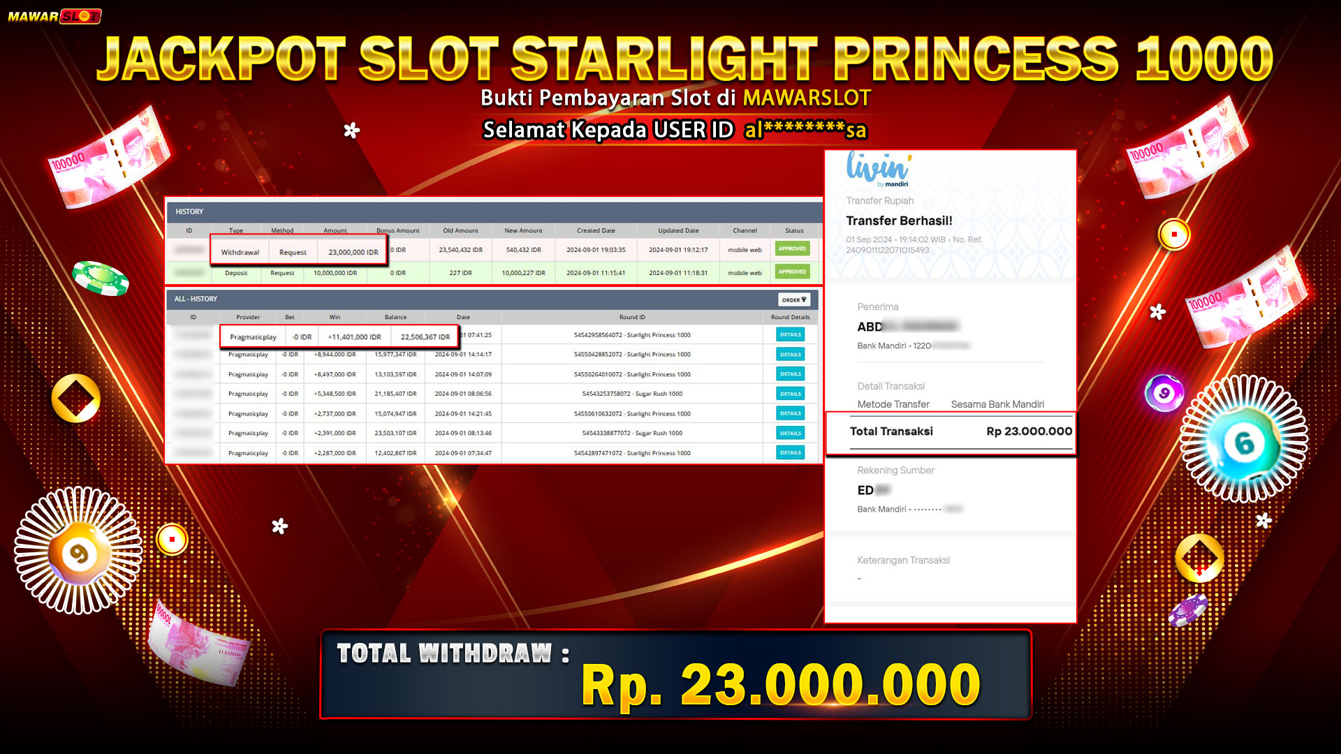 Bukti Maxwin Slot Gacor Starlight Princess 1000: 23 Juta di Mawarslot!