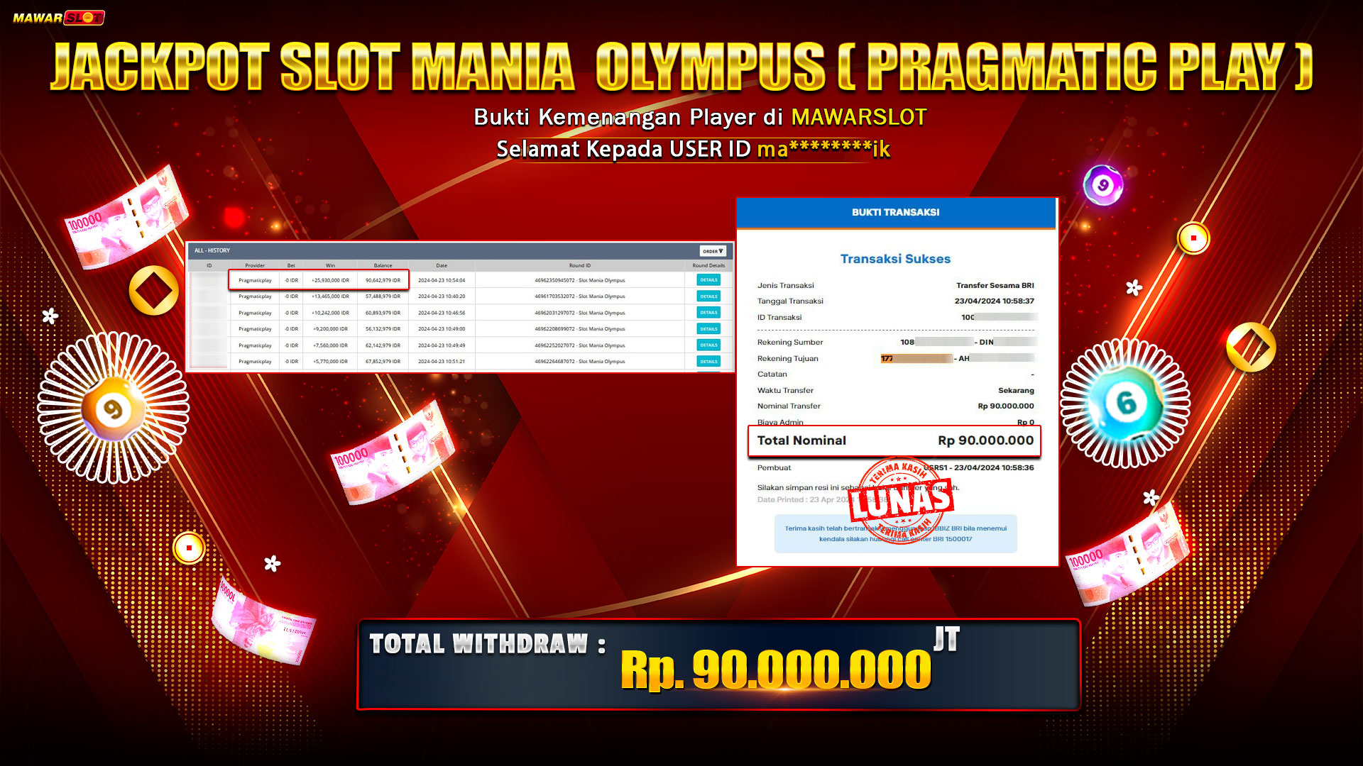 Mawarslot Bukti Jackpot 42 Juta di Game Slot Online Mania Olympus Pragmatic Play!