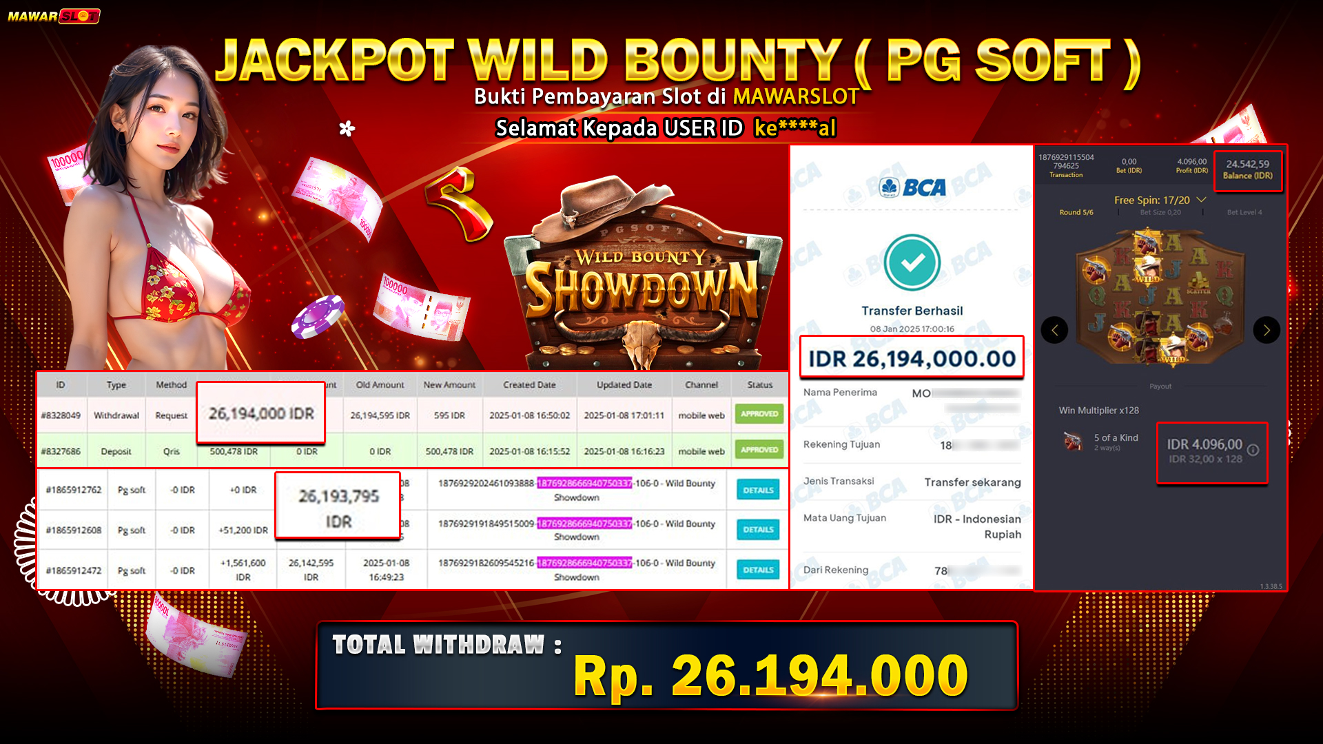 Jackpot 26 Juta di Mawarslot: Game Slot Wild Bounty - PGSoft