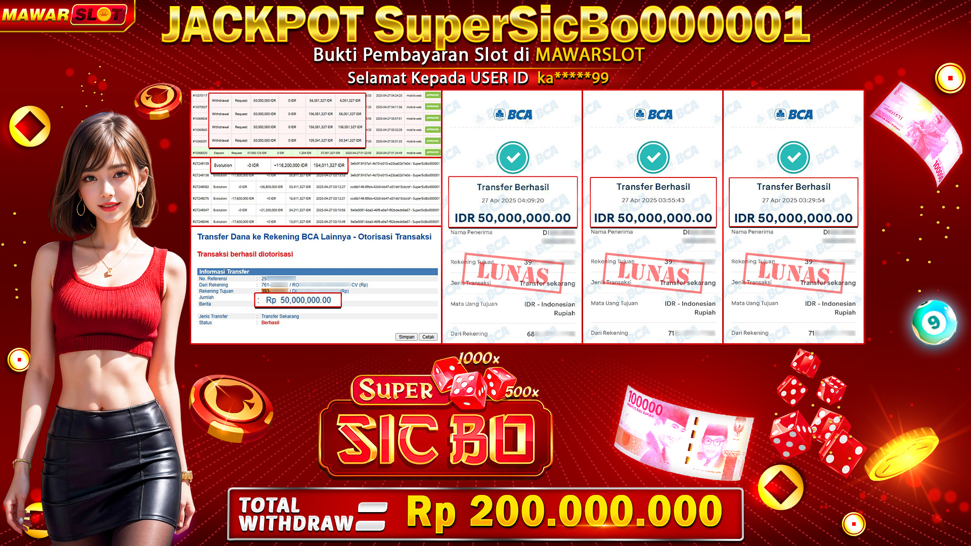 Prestasi Gemilang! Member Mawarslot Raih Jackpot Rp200.000.000 di Game Super Sicbo000001