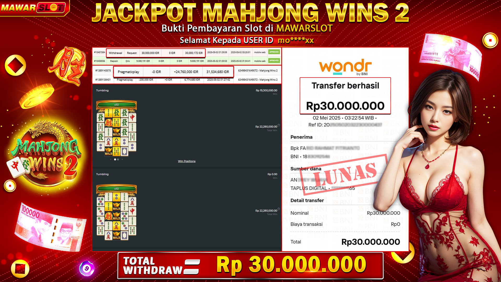 Jackpot Pecah di Meja Mahjong: Rp30 Juta Mendarat Manis di Mawarslot!🀄️